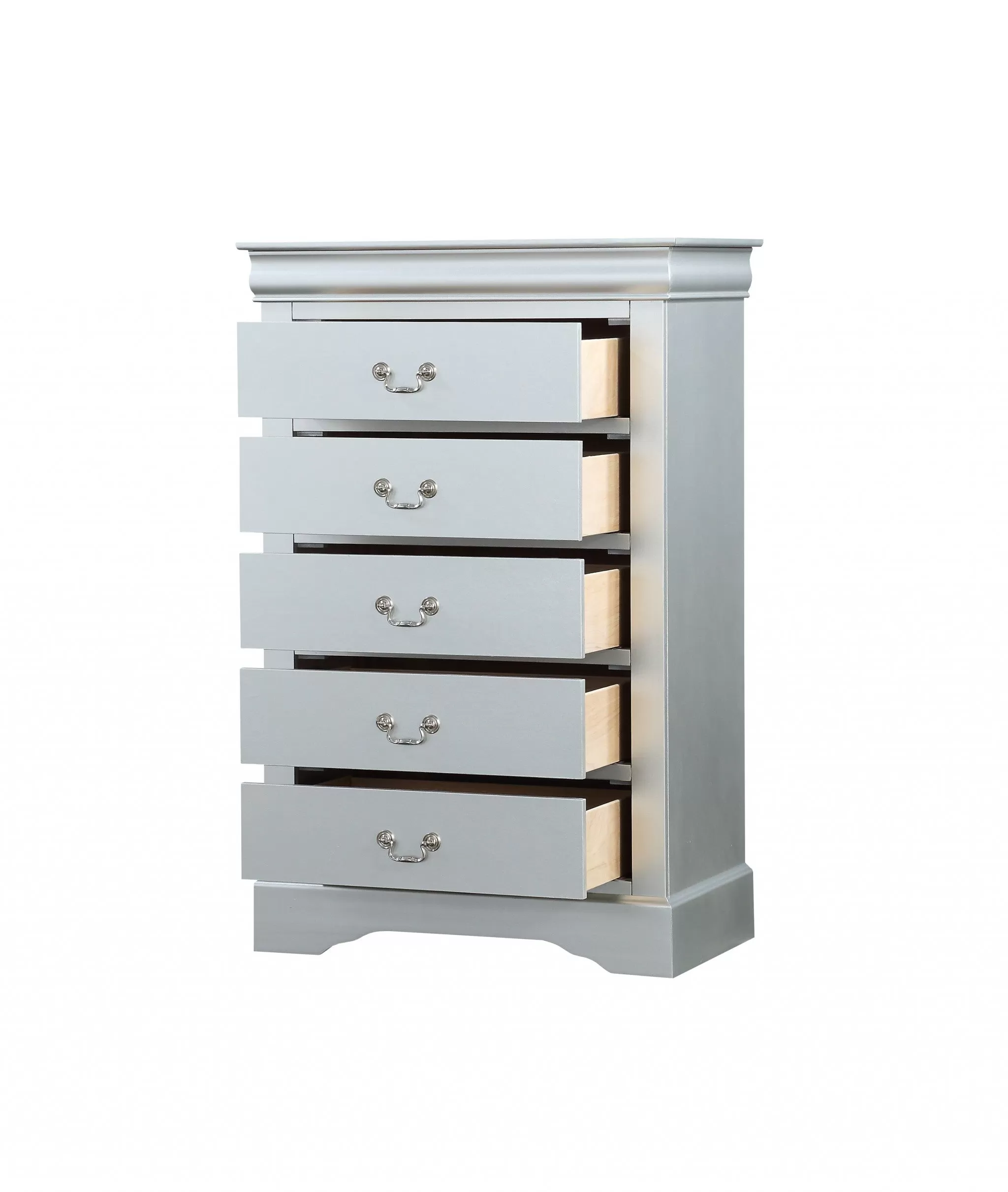 15 White Solid Wood Five Drawer Lingerie Chest