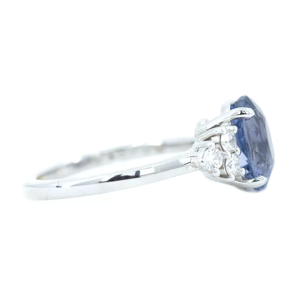 2.56ct Oval Purple Spinel and Diamond Cluster Ring In 14k White Gold