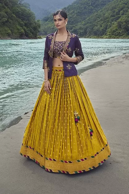 310024-RO Yellow Purple Lehenga with Jacket