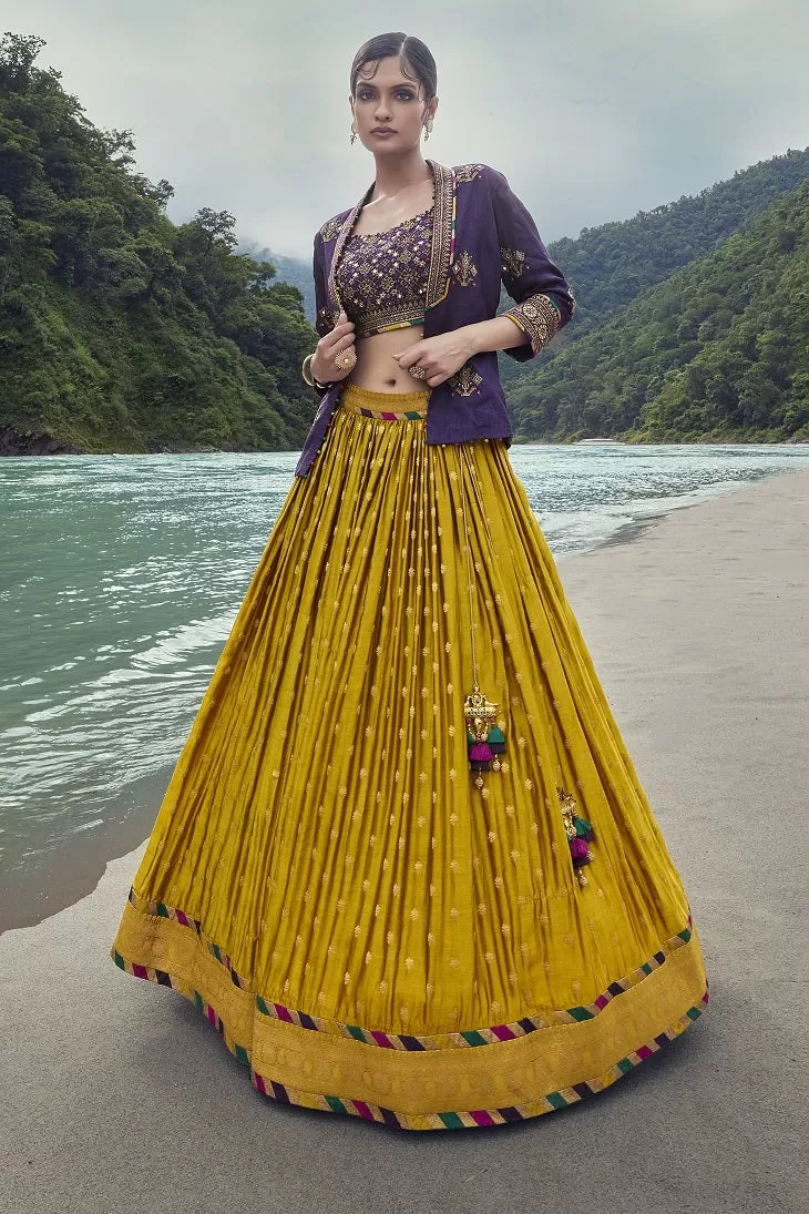 310024-RO Yellow Purple Lehenga with Jacket