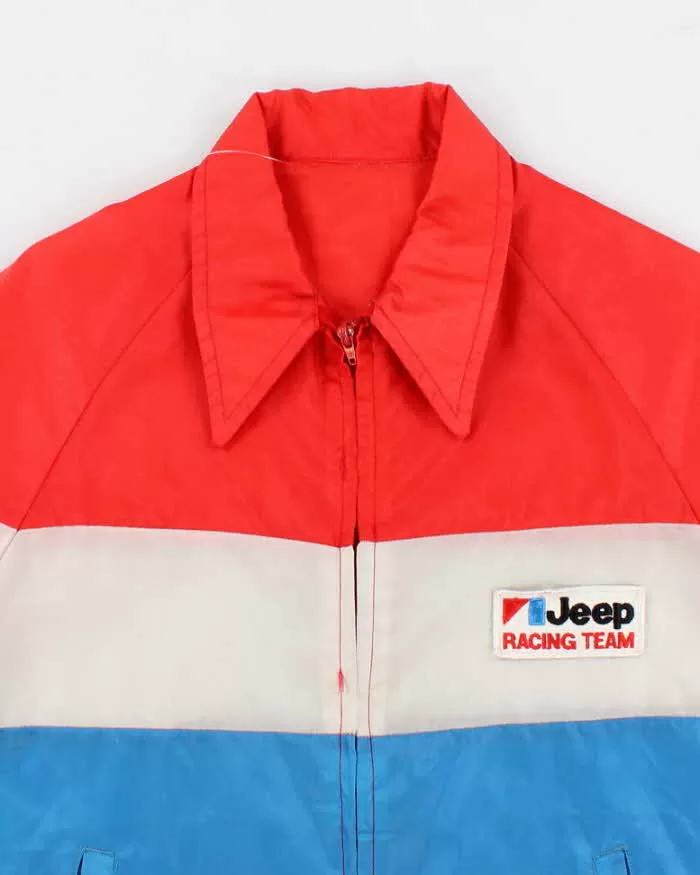 70's Vintage Men's Red And Blue Jeep Shell Racing Jacket - M