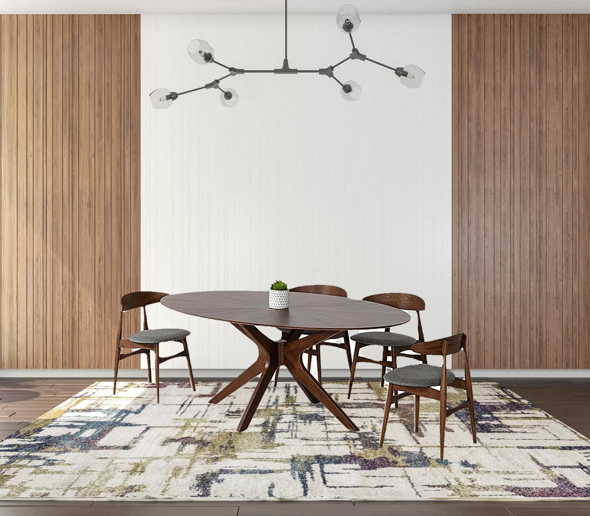 75 Walnut Finish Oval Wood Dining Table