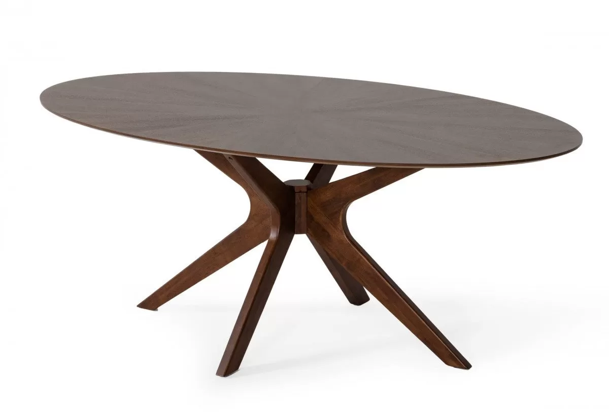 75 Walnut Finish Oval Wood Dining Table