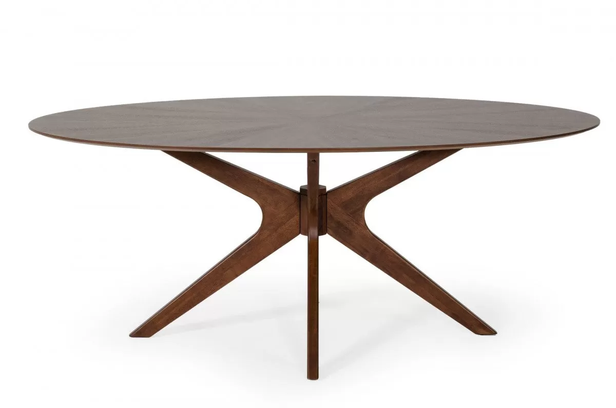 75 Walnut Finish Oval Wood Dining Table