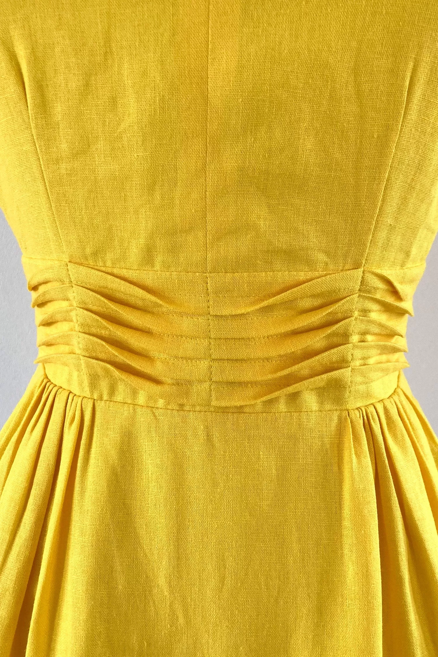 Ally Yellow Linen Dress