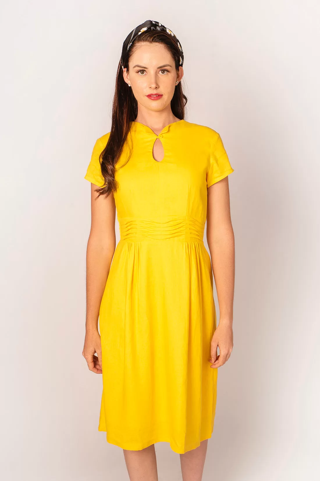 Ally Yellow Linen Dress