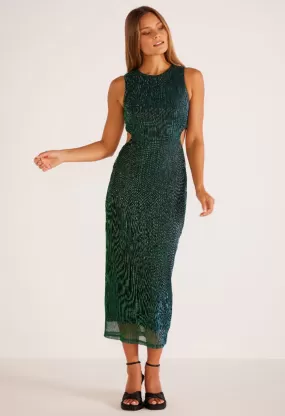 Astrid Cutout Midi Dress-Emerald