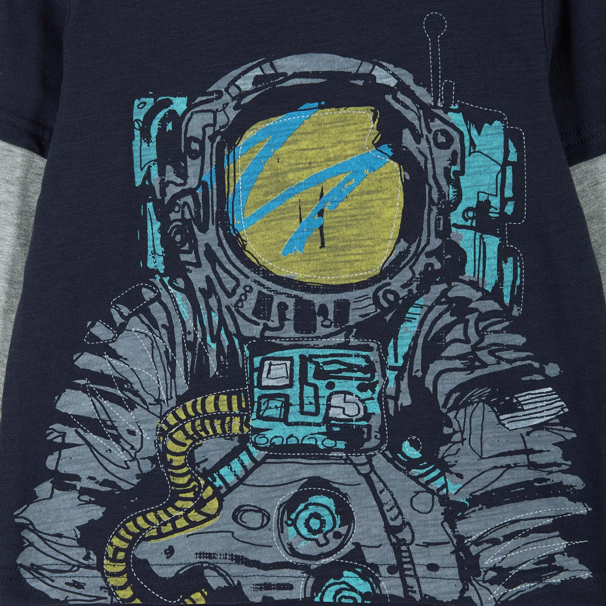 Astronaut Long Sleeve Two-Fer Tee Set  | Navy