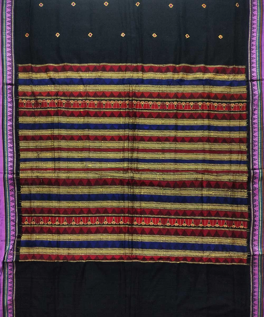 Black violet cotton handloom dongoria saree