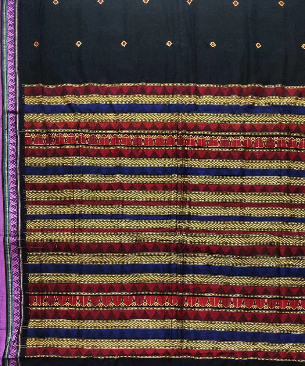 Black violet cotton handloom dongoria saree