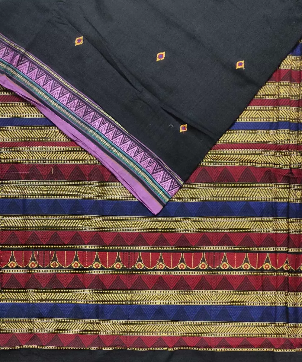 Black violet cotton handloom dongoria saree