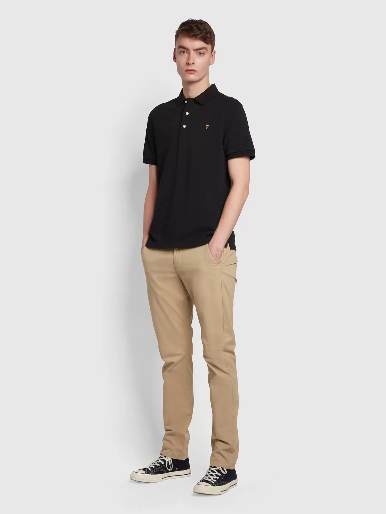 Blanes Tall Fit Organic Cotton Polo Shirt In Black