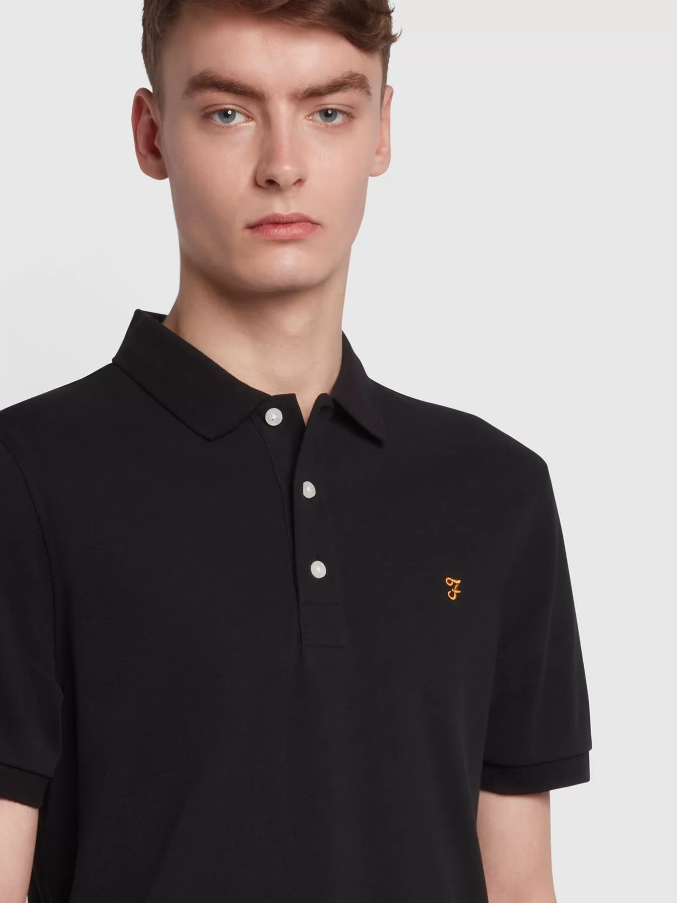 Blanes Tall Fit Organic Cotton Polo Shirt In Black