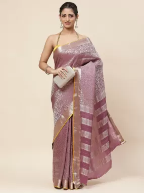 Brocade Plain Crepe Saree