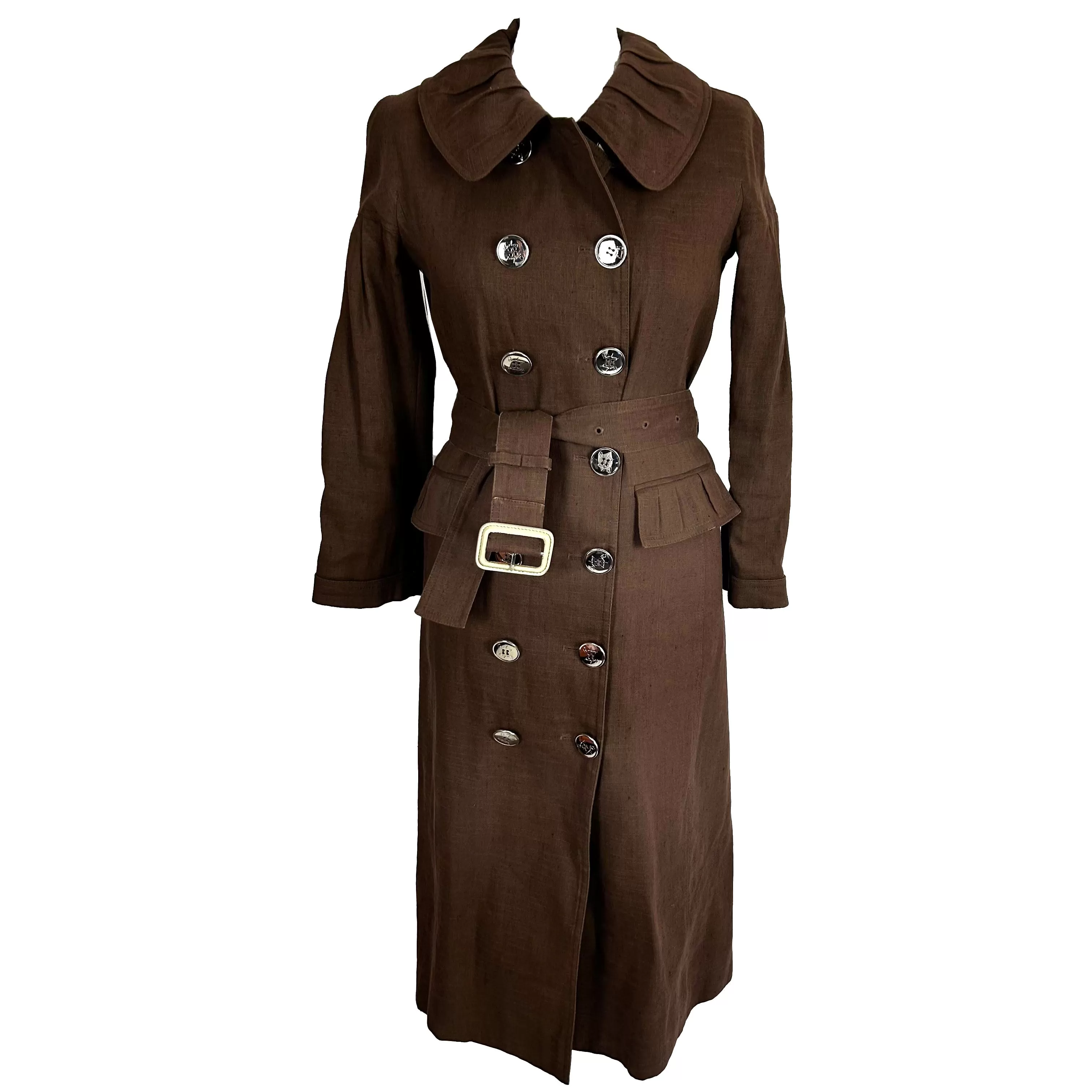 Burberry Cocoa Linen & Cotton Trench Coat XXS