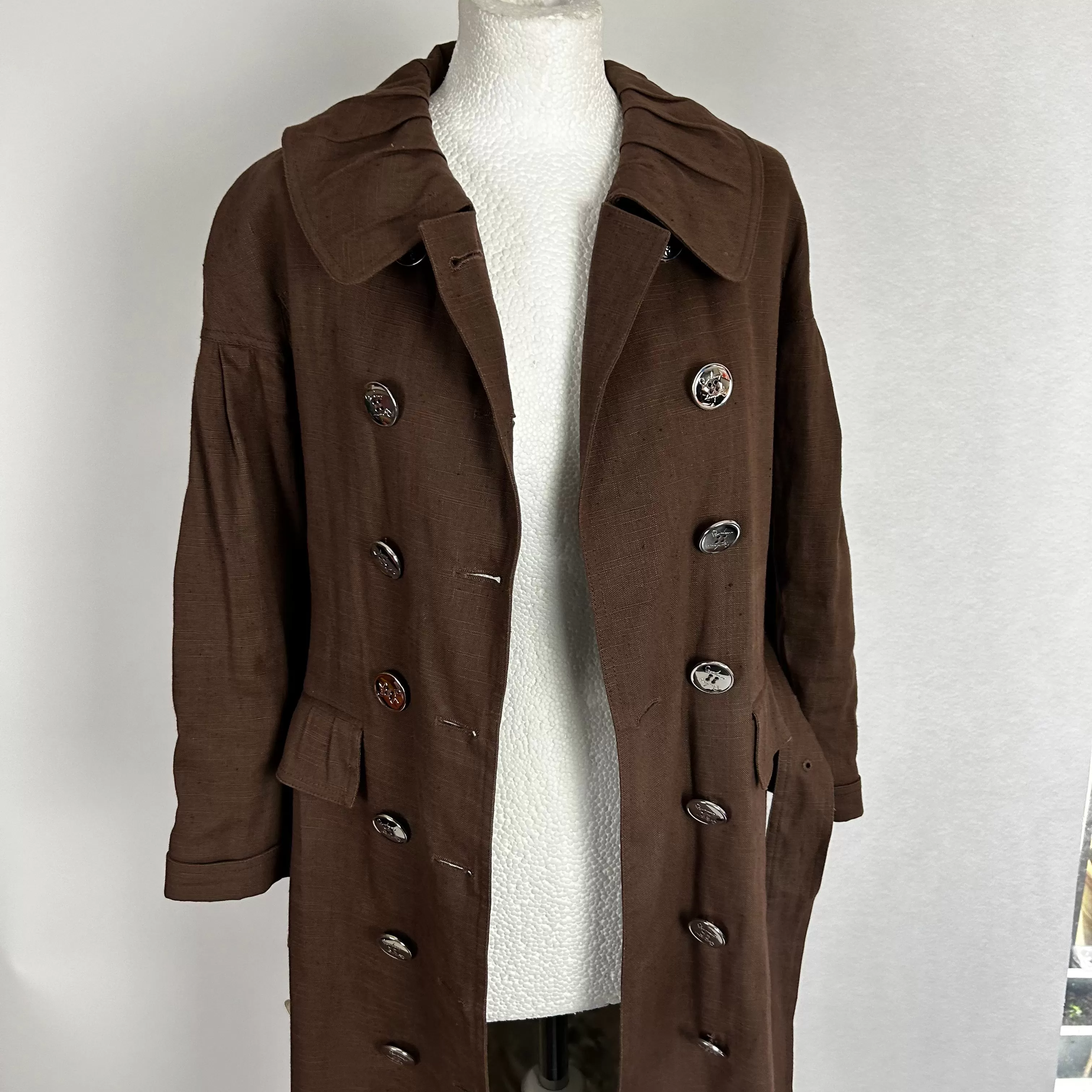 Burberry Cocoa Linen & Cotton Trench Coat XXS