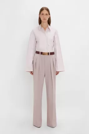 Button Detail Cropped Shirt In Rose Quartz