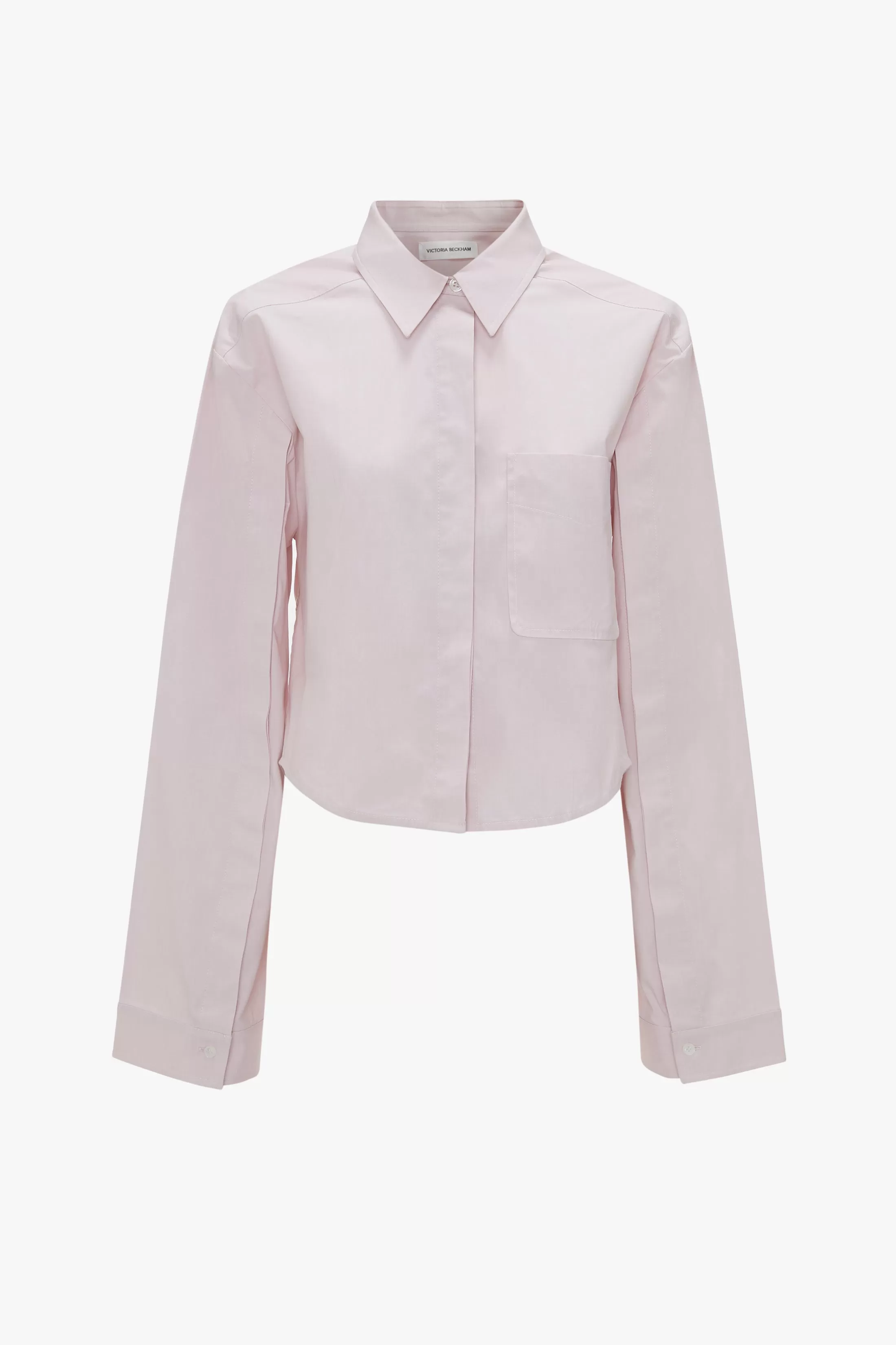 Button Detail Cropped Shirt In Rose Quartz