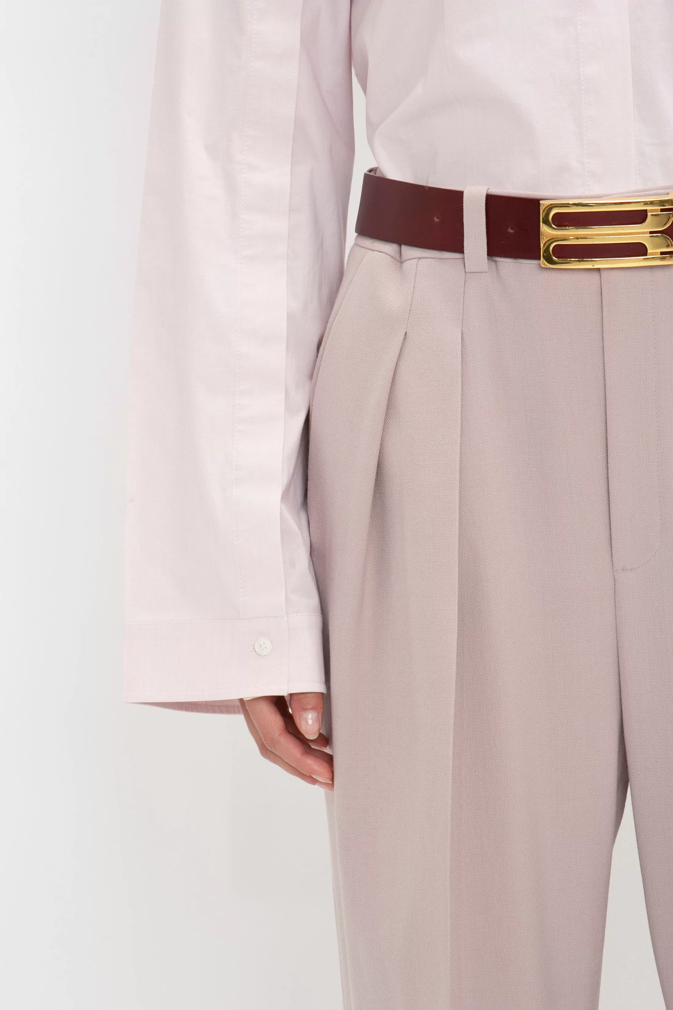 Button Detail Cropped Shirt In Rose Quartz