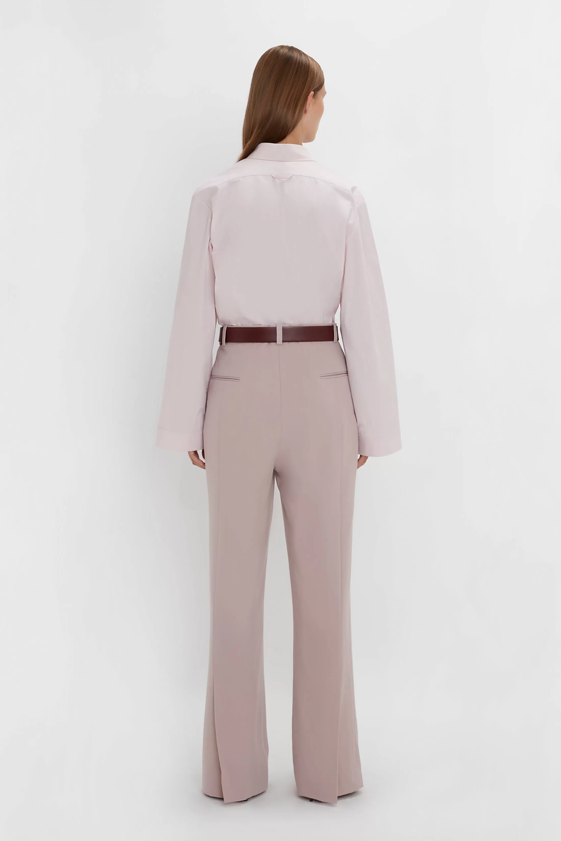 Button Detail Cropped Shirt In Rose Quartz