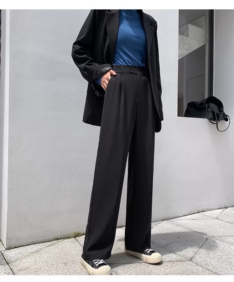 Button Up Pleated Wide Leg Pants