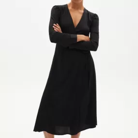 CAMILLE Long-Sleeve Dress In Black Tencel