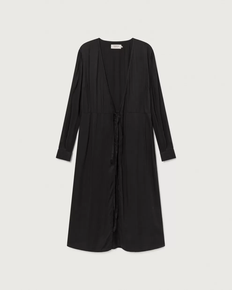 CAMILLE Long-Sleeve Dress In Black Tencel