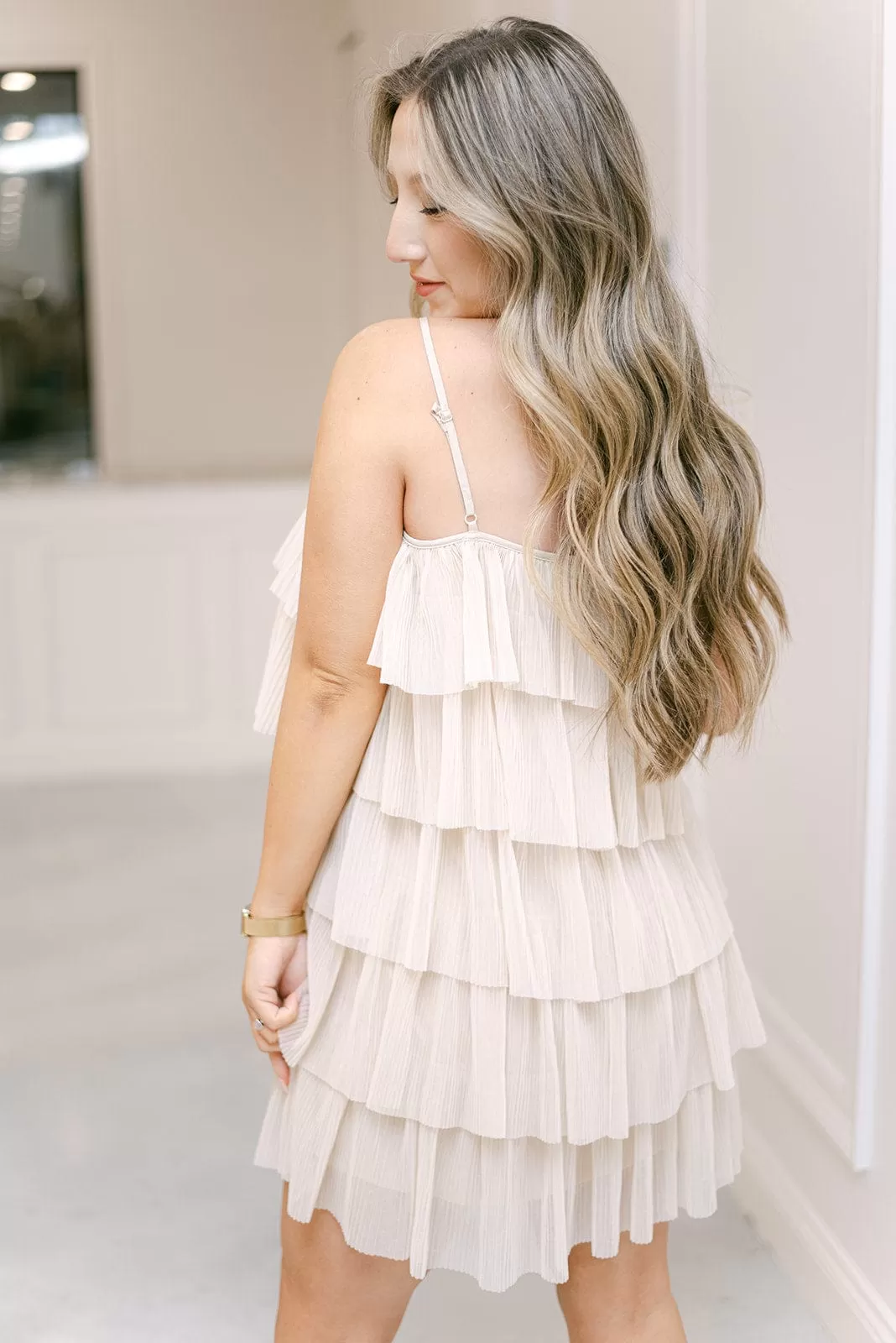 Champagne Tulle Mini Dress