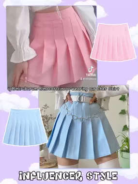 CHER Girly Pure Color Pleated Tennis Skirt