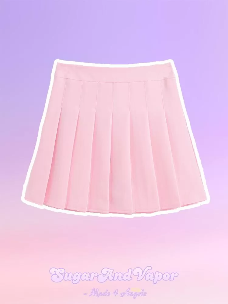 CHER Girly Pure Color Pleated Tennis Skirt