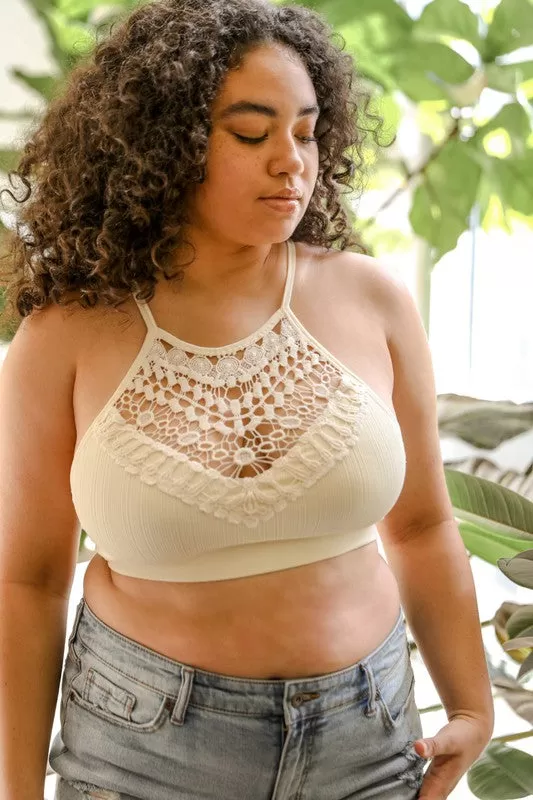 Crochet High Neck Bralette - Ivory