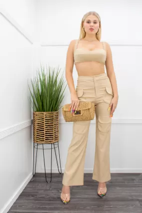 Crop Top High Waist Pant Set