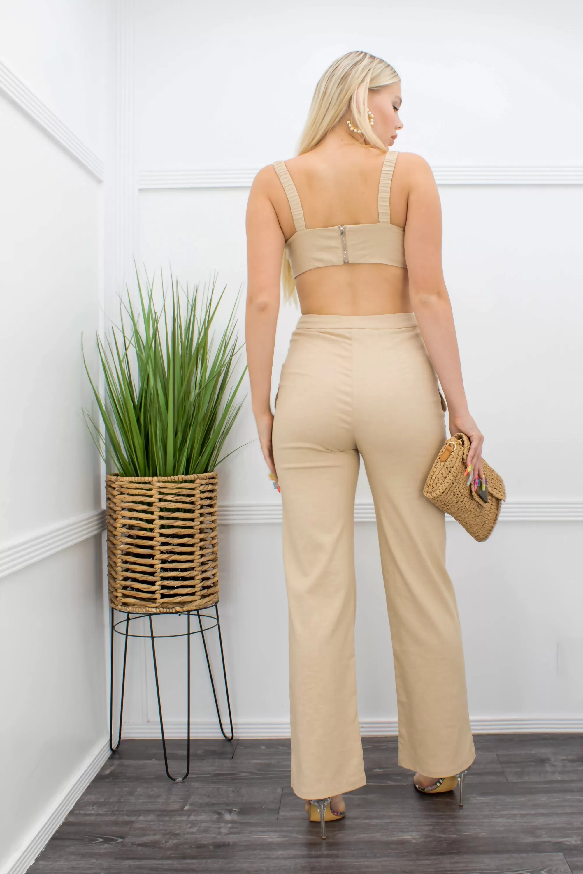 Crop Top High Waist Pant Set