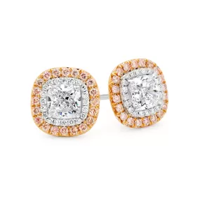 Cushion Cut Halo Studs