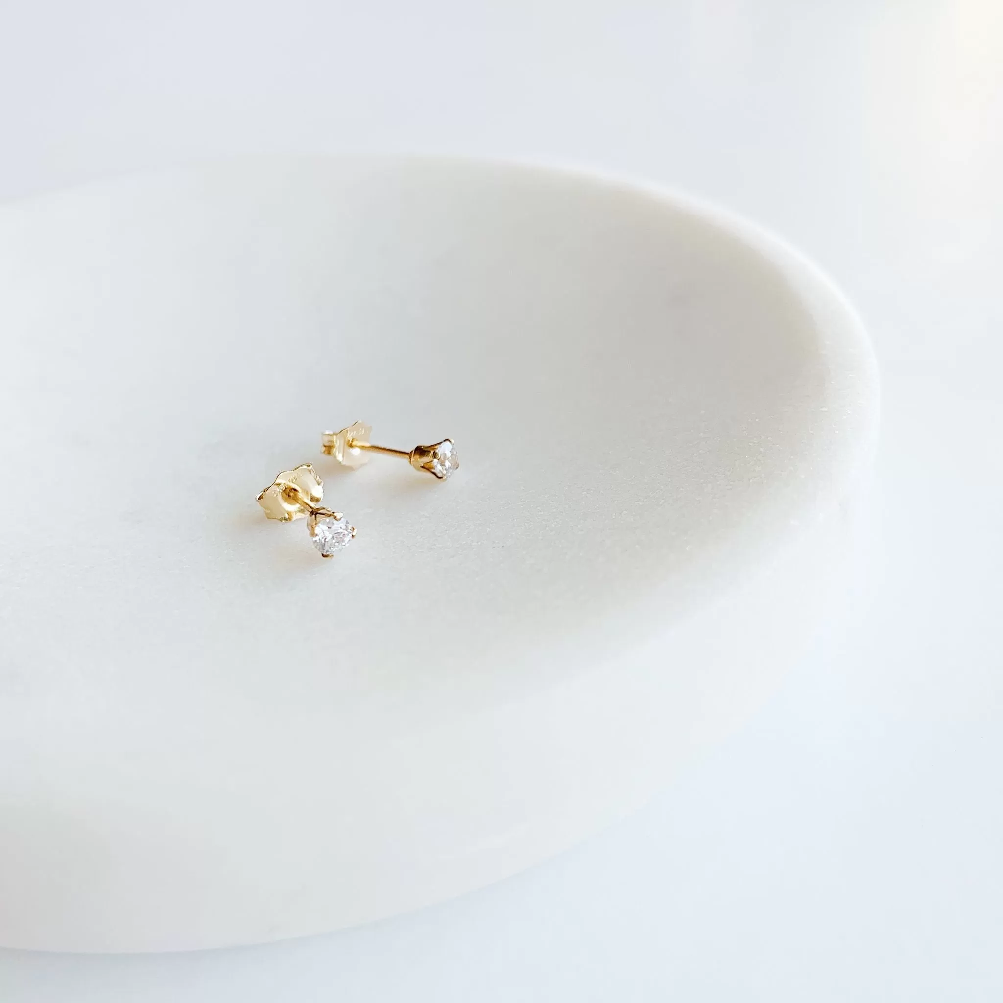 Dainty Gem Studs - Clear