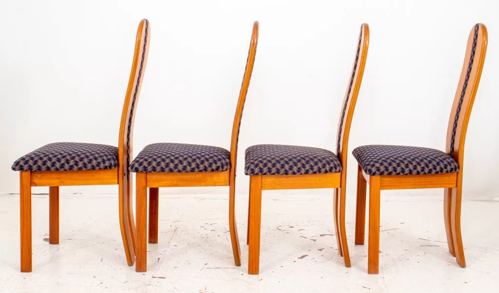 Danish Modern Upholstered Teak Dining Chairs, 4