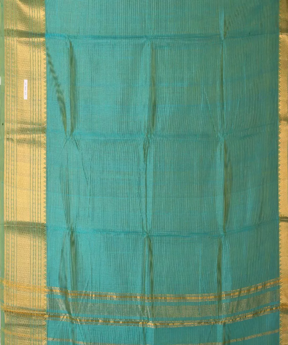 Dark green handwoven mangalagiri cotton silk saree