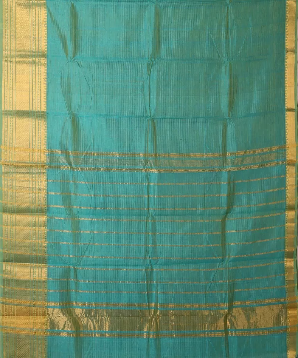 Dark green handwoven mangalagiri cotton silk saree