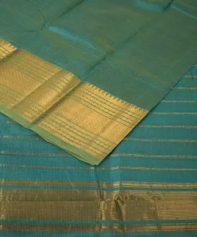 Dark green handwoven mangalagiri cotton silk saree