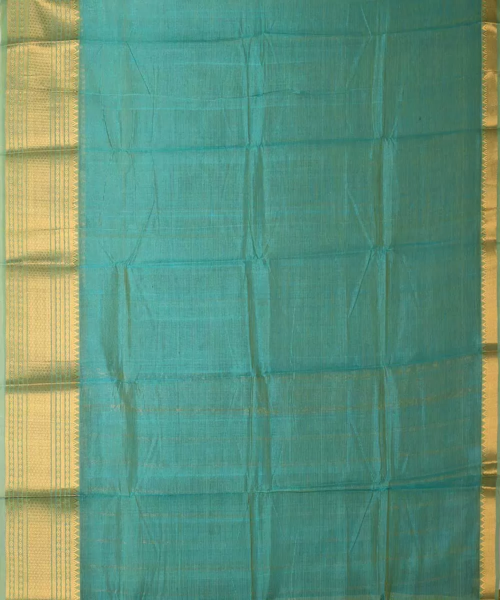 Dark green handwoven mangalagiri cotton silk saree