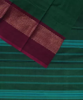 Dark green purple cotton handwoven chettinadu saree