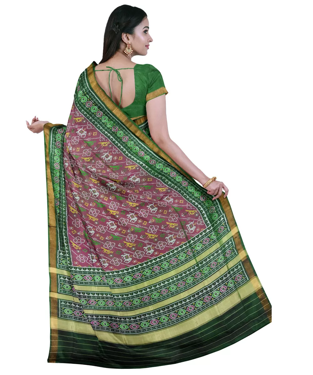 Dark green silk handloom patola saree