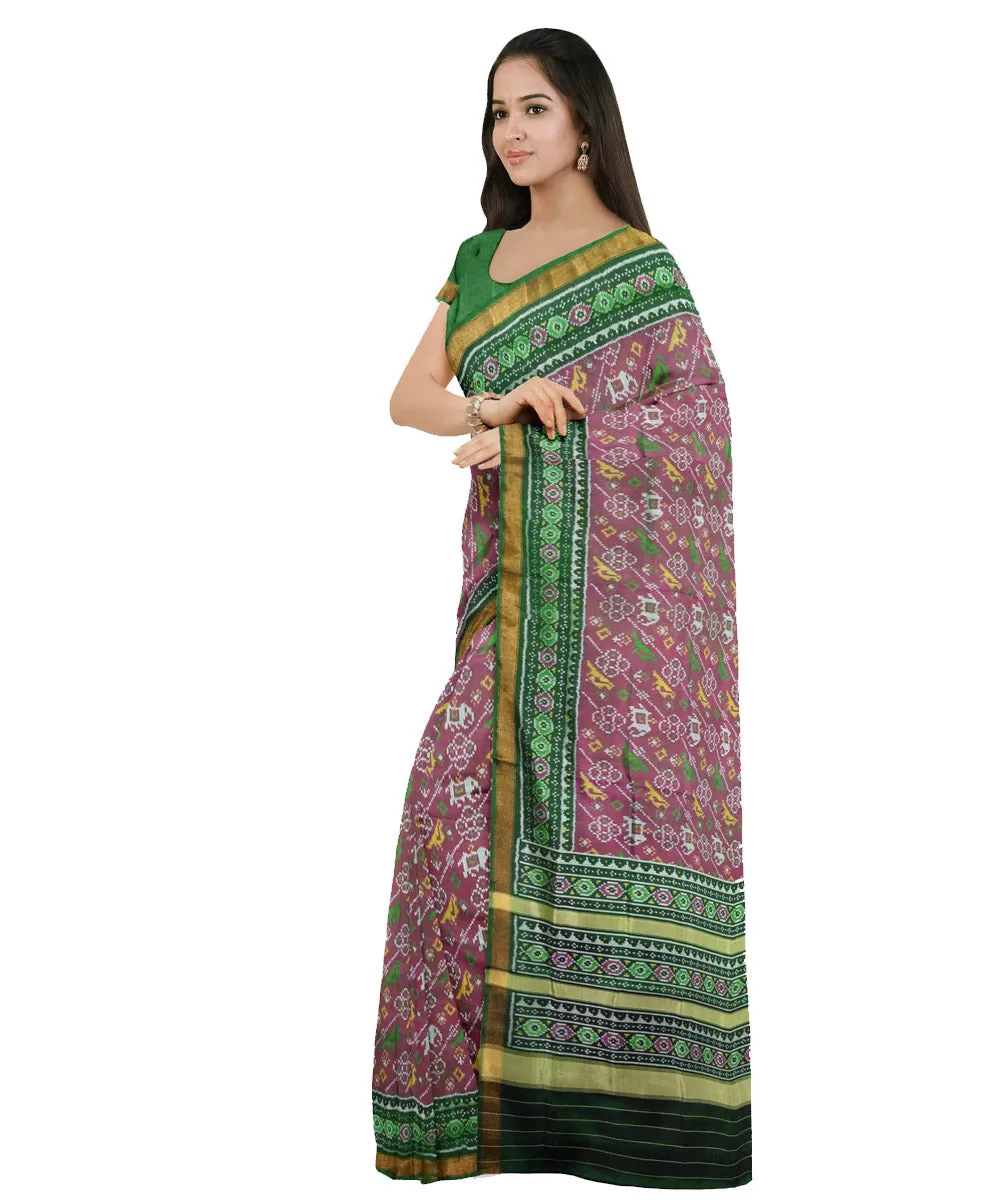 Dark green silk handloom patola saree