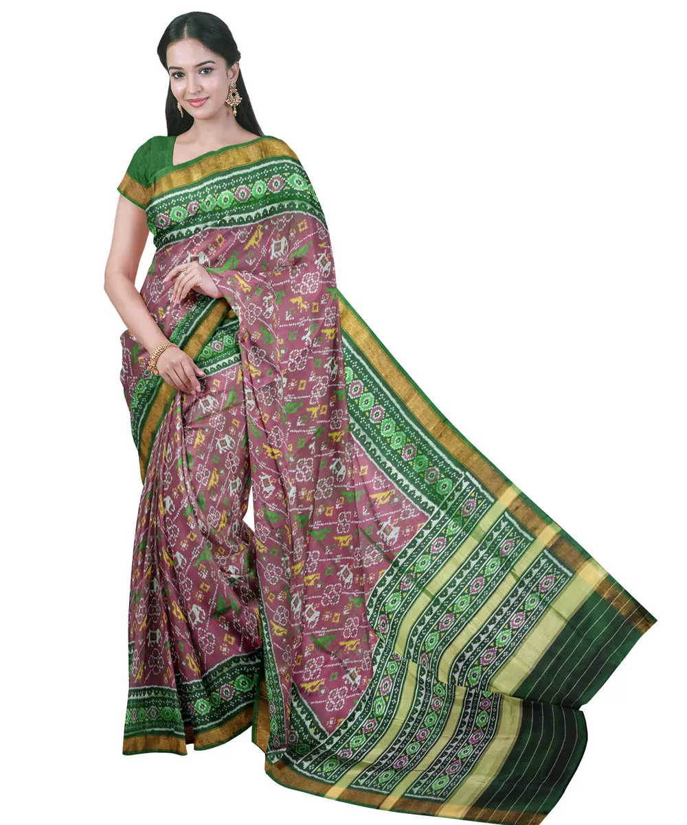 Dark green silk handloom patola saree