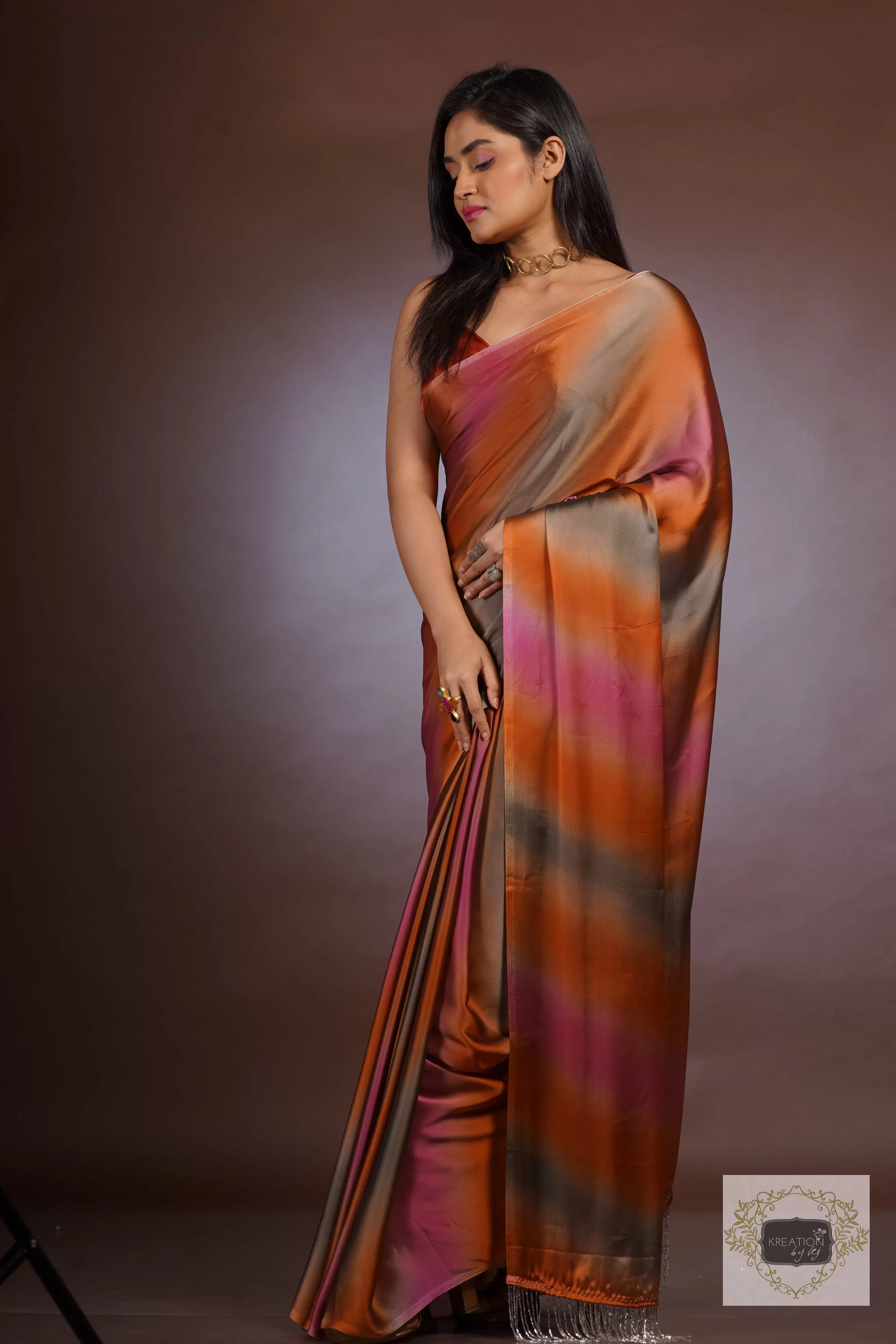 Desert Rainbow Georgette Silk Ombré Saree