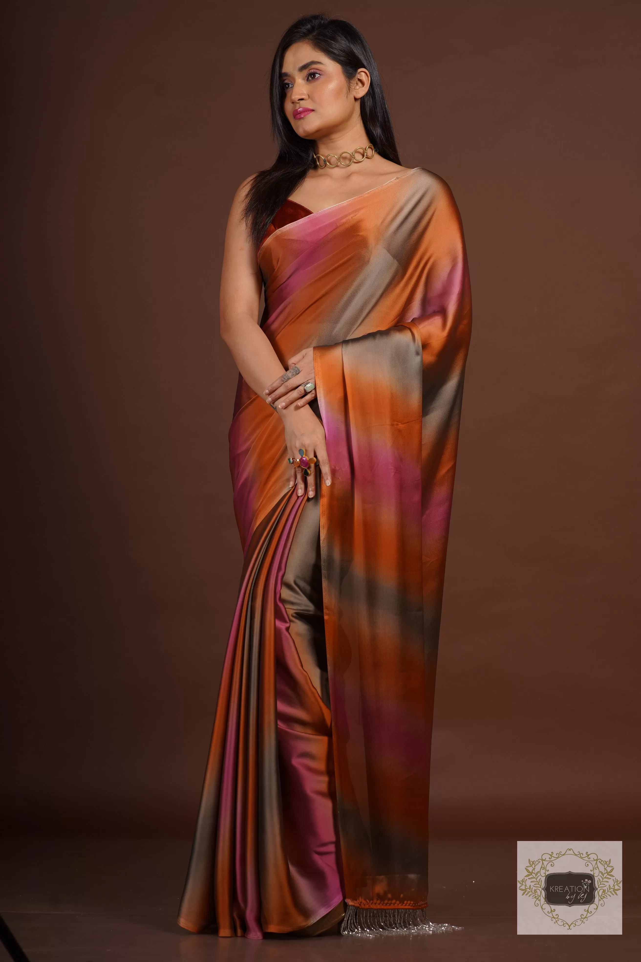 Desert Rainbow Georgette Silk Ombré Saree