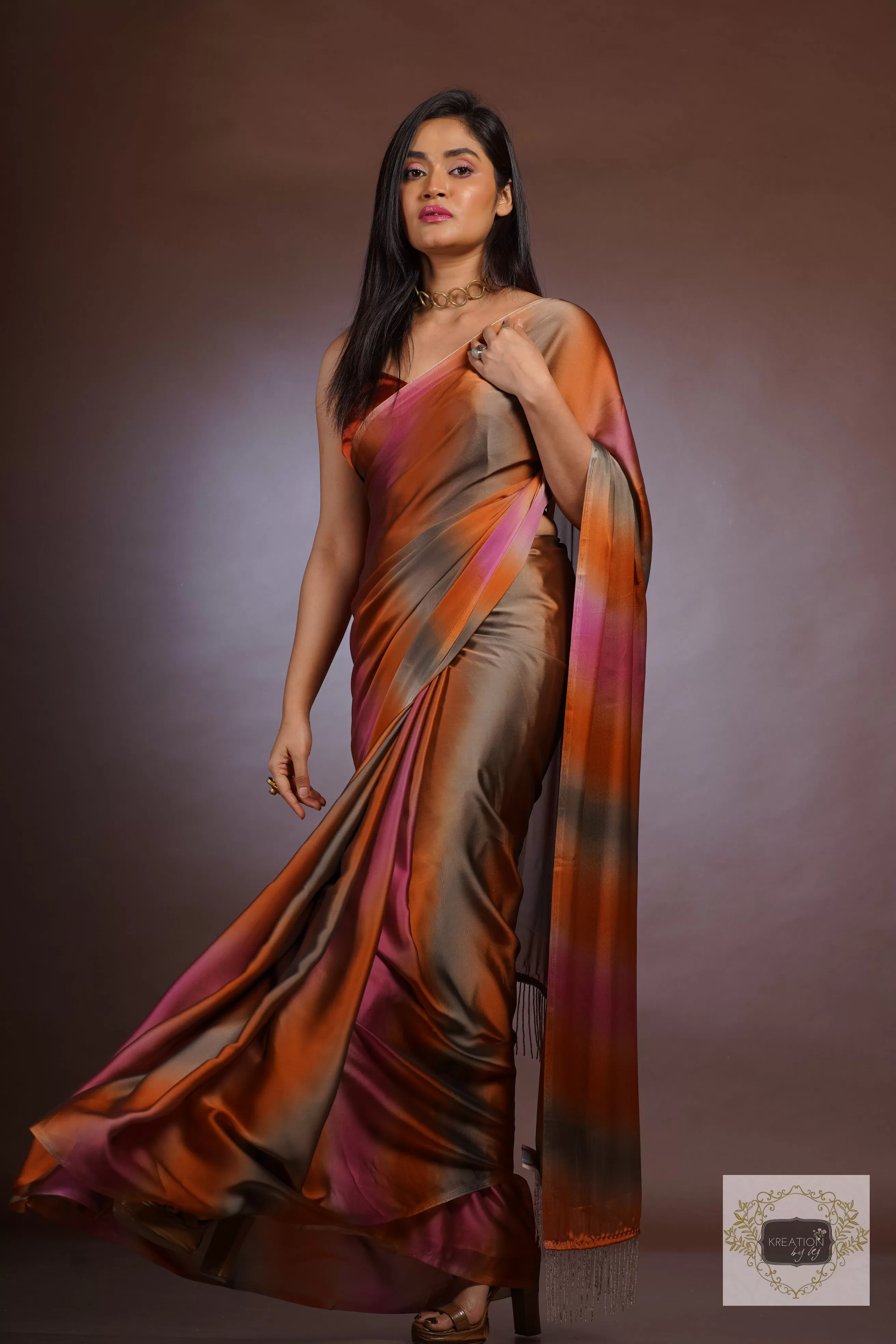 Desert Rainbow Georgette Silk Ombré Saree