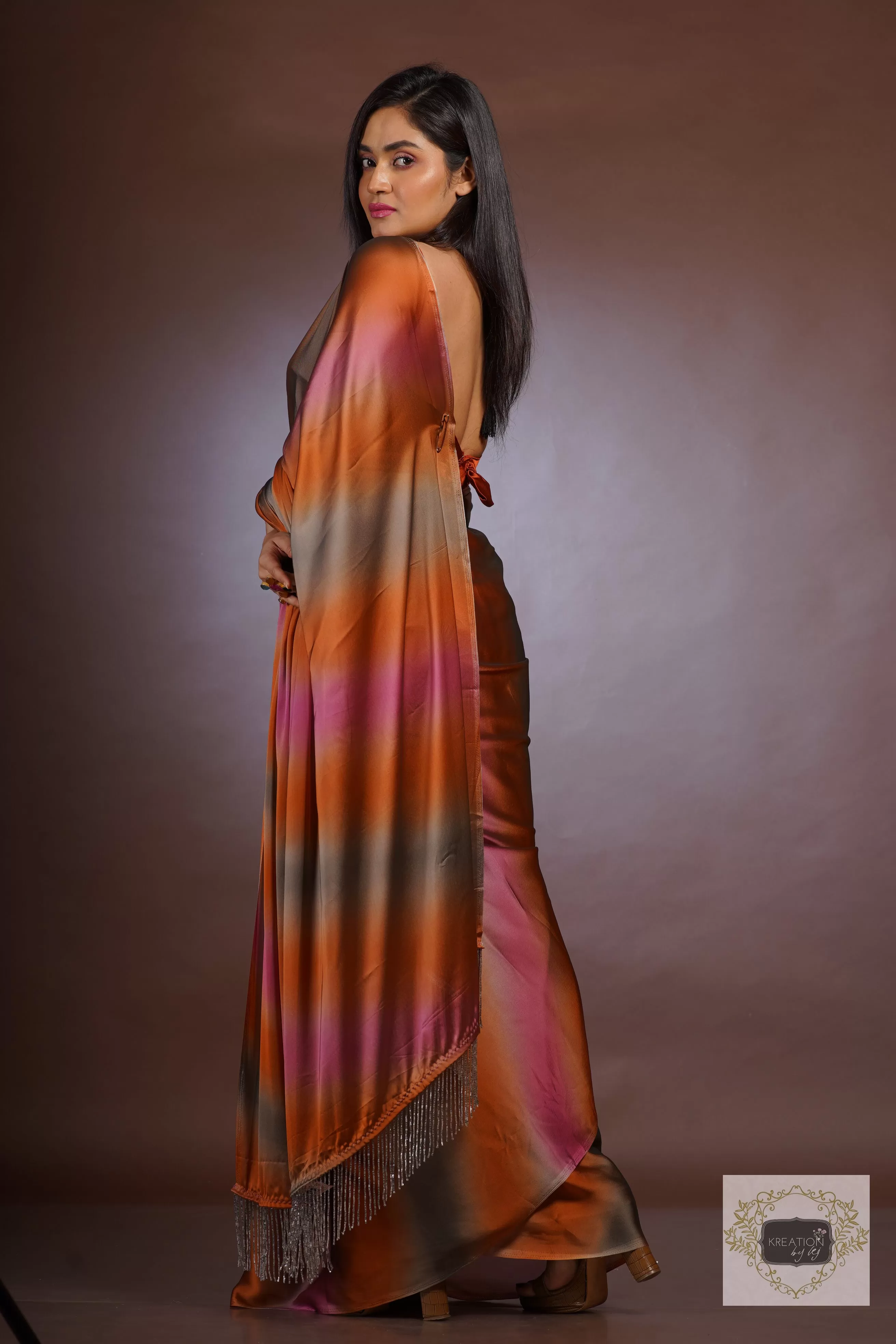 Desert Rainbow Georgette Silk Ombré Saree