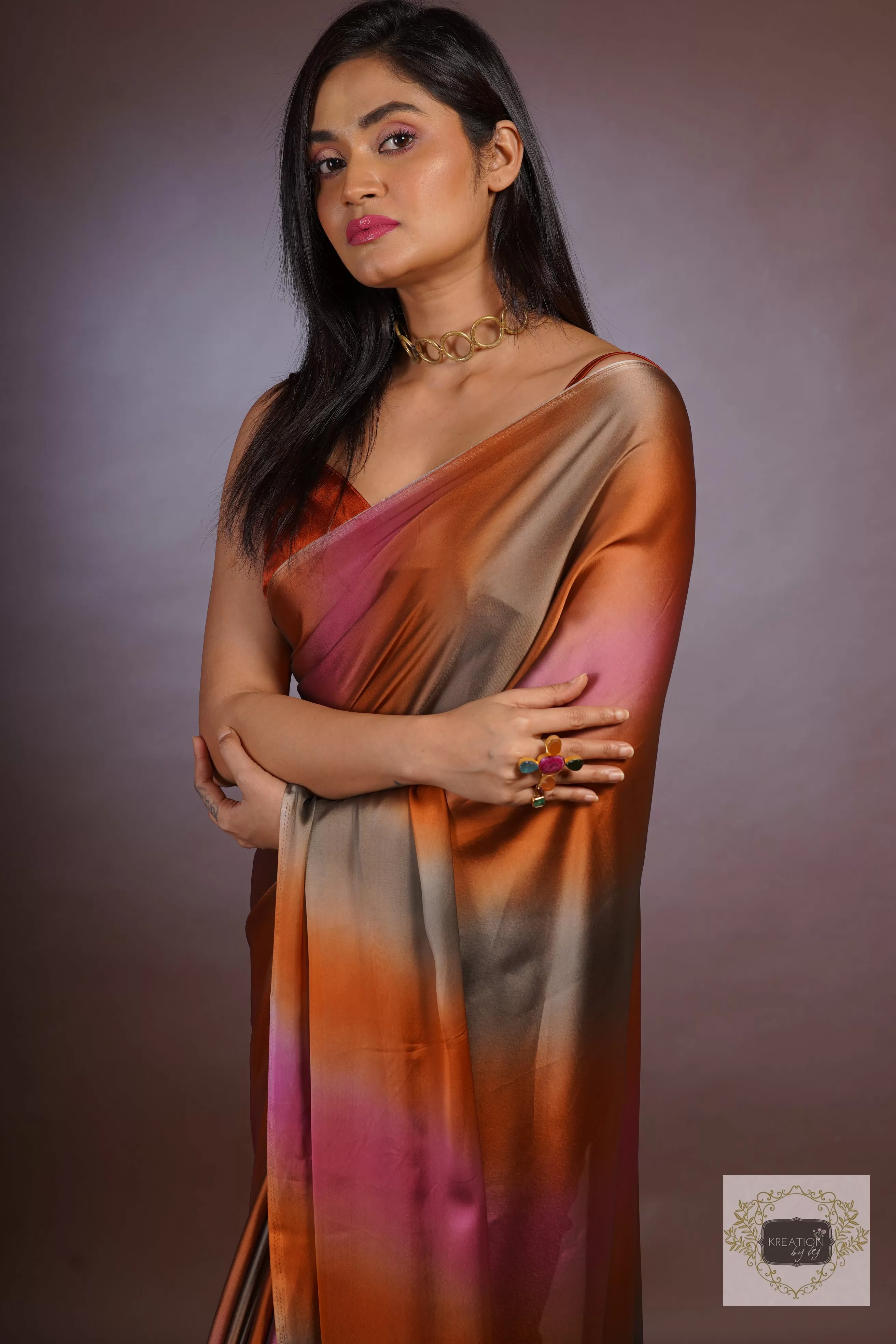 Desert Rainbow Georgette Silk Ombré Saree