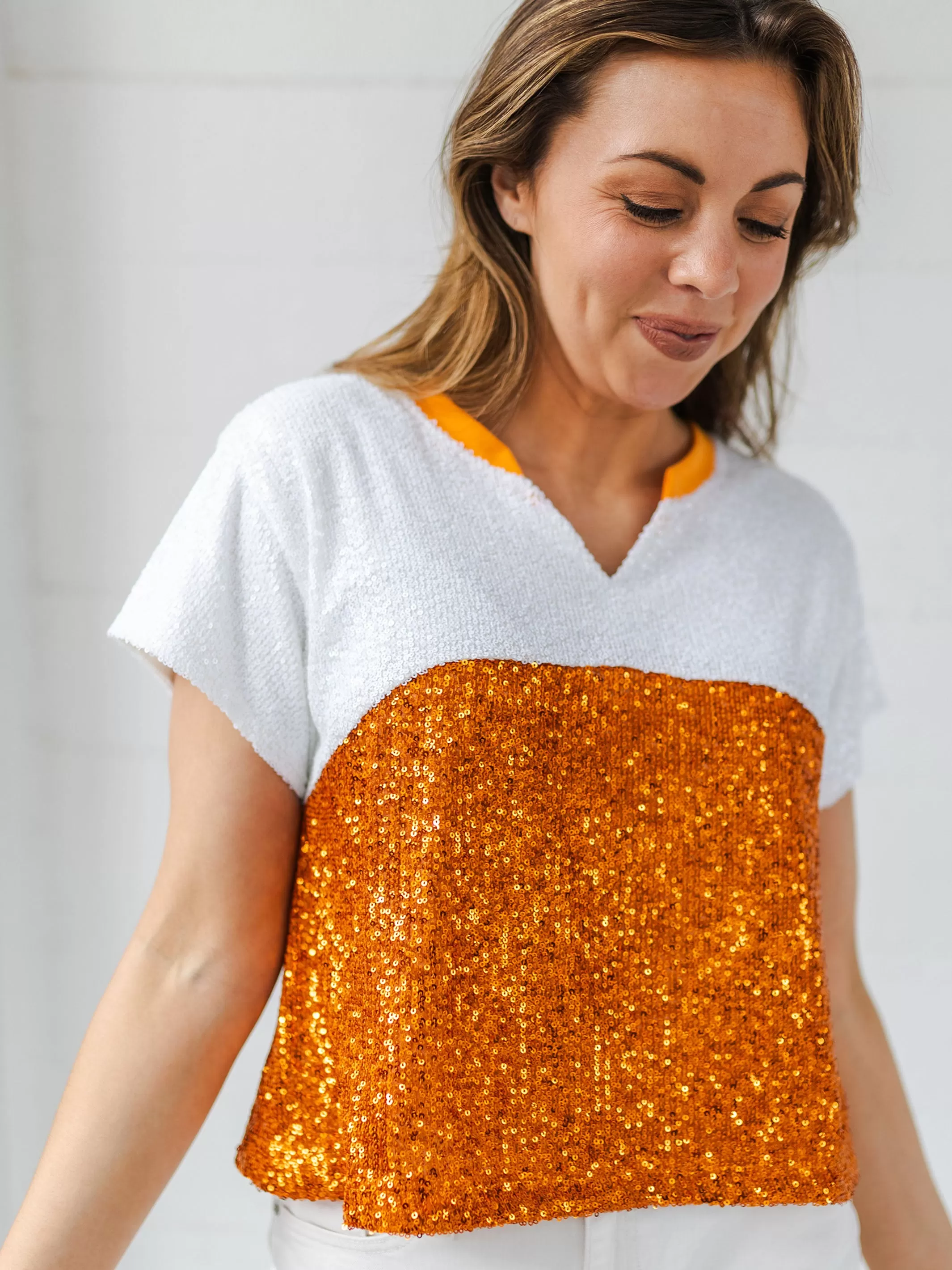 Diane Top | Orange   White